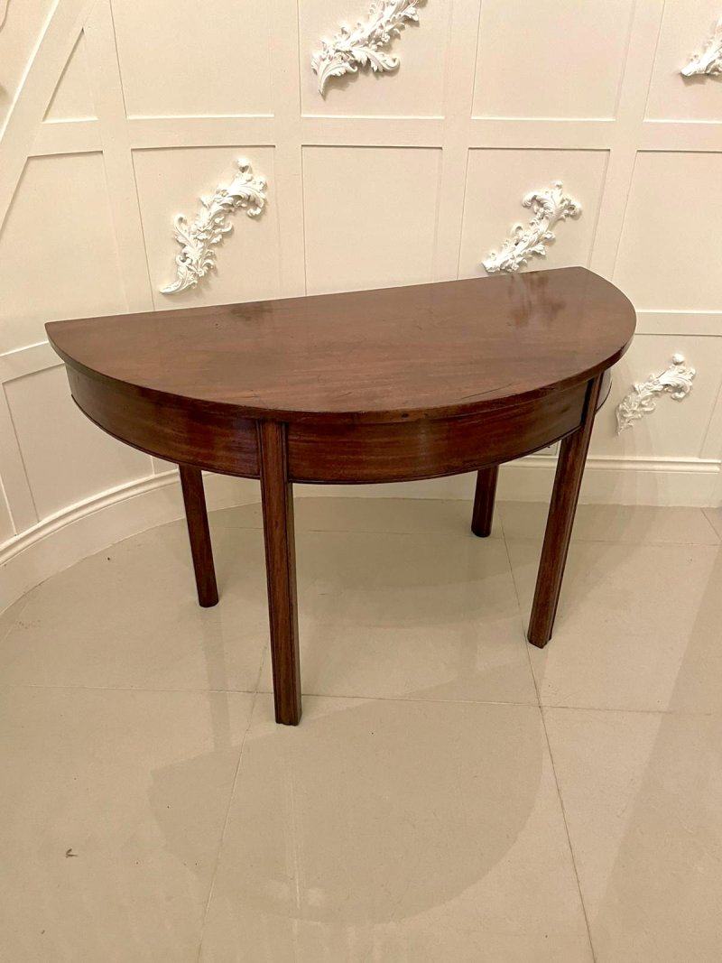 Quality Antique George III Mahogany Demi-lune Console Table